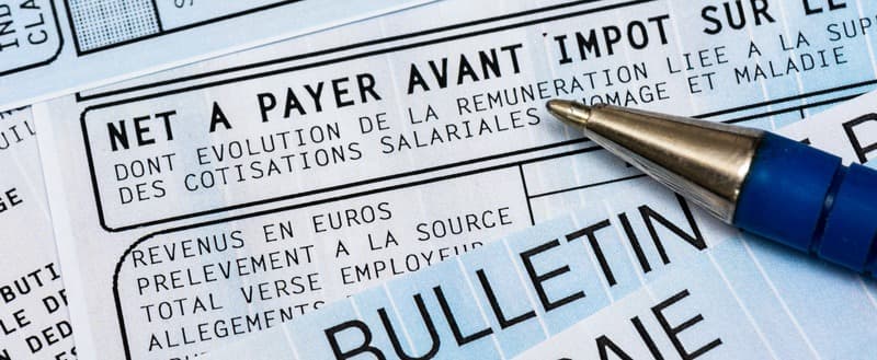 Bulletin de paie français avec prélèvement d'impôt sur le revenu à la source